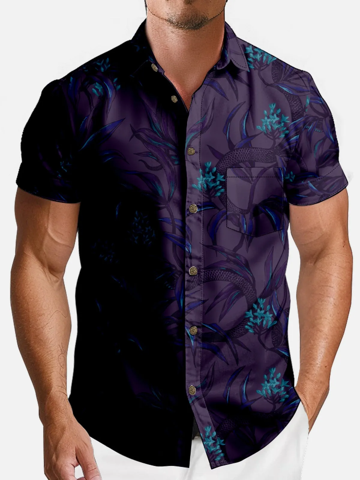 Men's Midnight Floral Short Sleeve Shirt sold by Eleven Oasis product image thumbnail 3