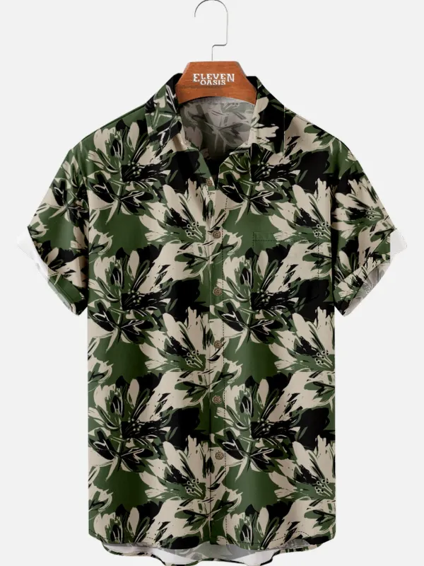 Men's Camouflage Tropical Hawaiian Short Sleeve Shirt sold by Eleven Oasis