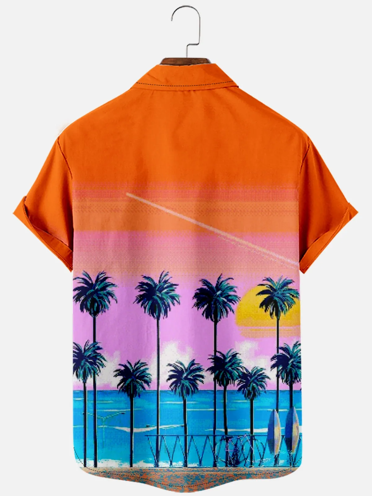Men's Sunset Beach Palm Hawaiian Short Sleeve Shirt sold by Eleven Oasis product image thumbnail 2