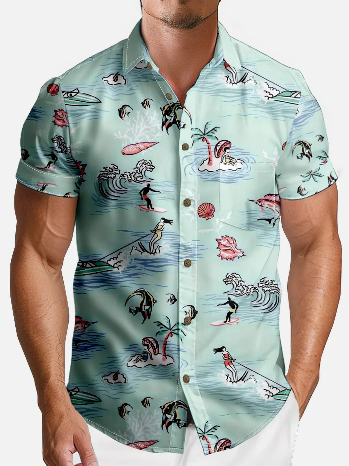 Men's Surf Life Hawaiian Short Sleeve Shirt sold by Eleven Oasis product image thumbnail 3