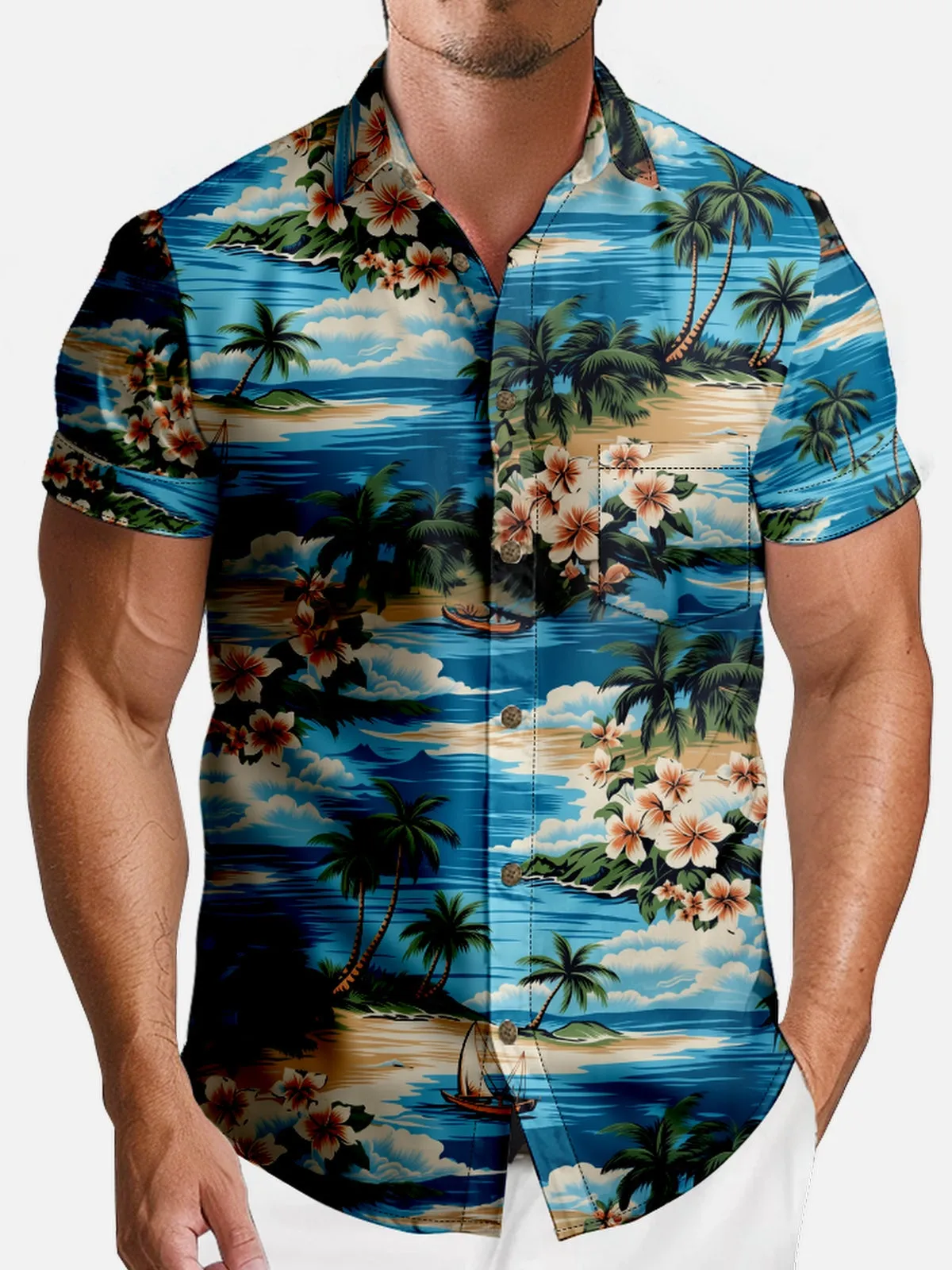 Men's Classic Hawaiian Paradise Short Sleeve Shirt sold by Eleven Oasis product image thumbnail 3
