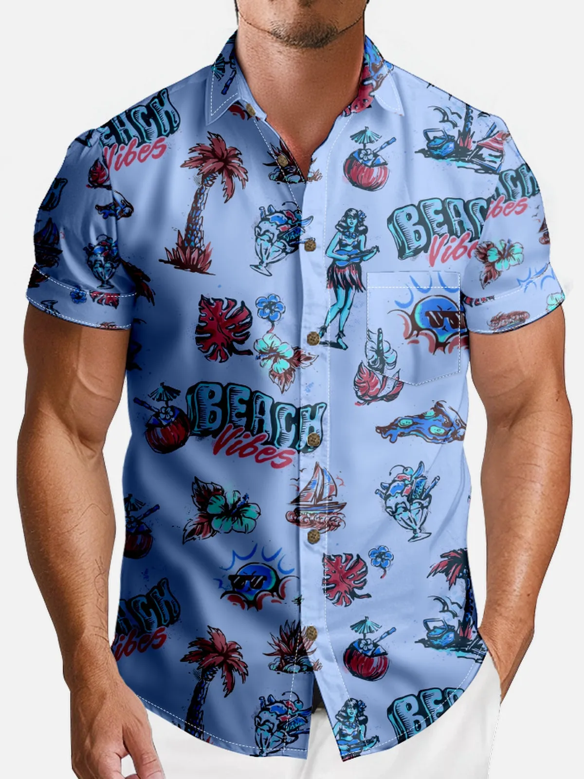 Men's Retro Beach Hawaiian Short Sleeve Shirt sold by Eleven Oasis product image thumbnail 3
