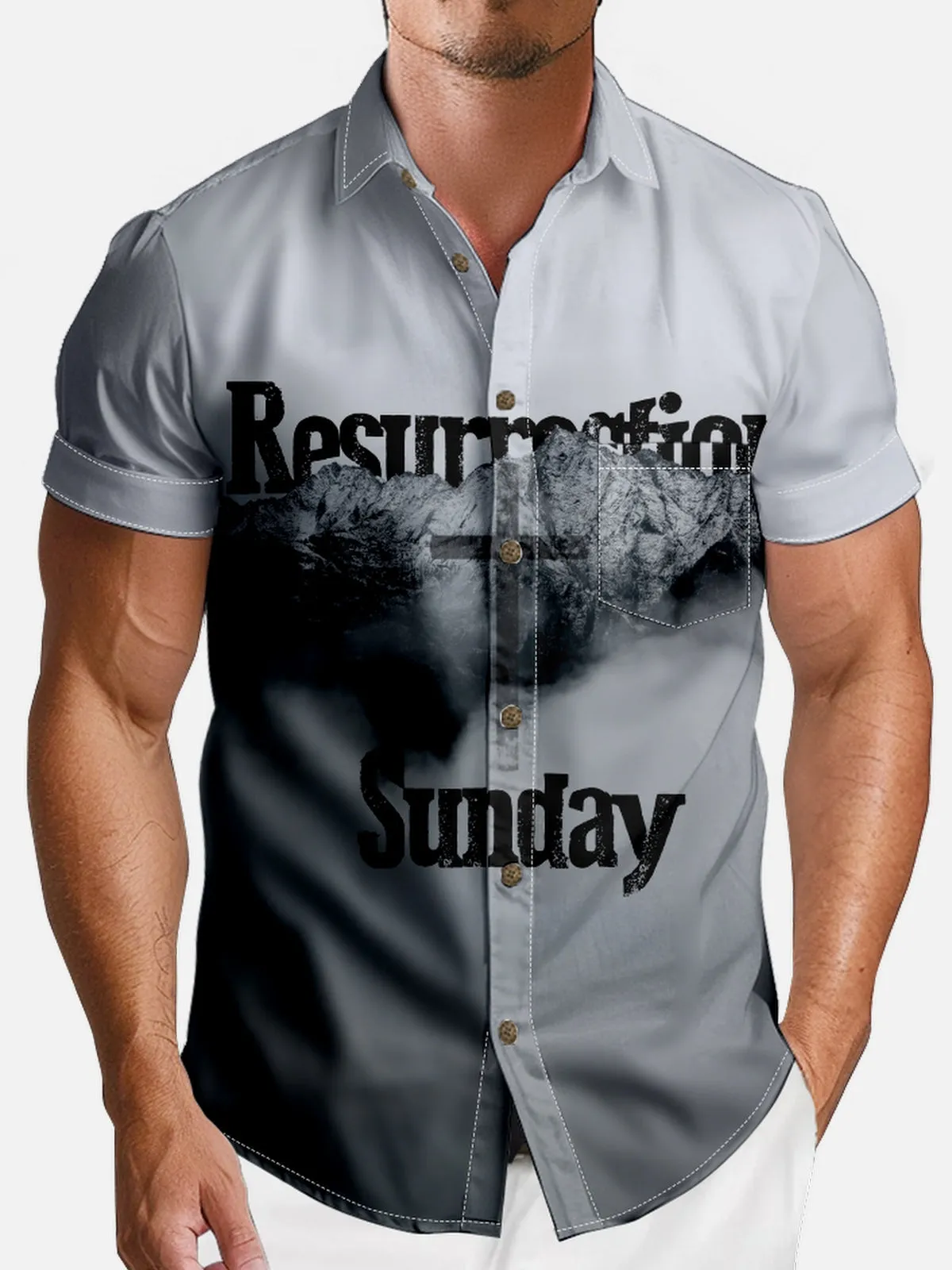 Men's Resurrection Sunday Graphic Short Sleeve Shirt sold by Eleven Oasis product image thumbnail 3