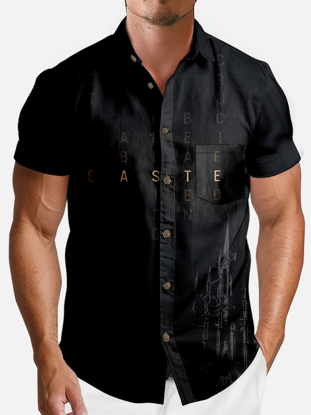 Men's Easter Crossword Puzzle Short Sleeve Shirt sold by Eleven Oasis product image thumbnail 3