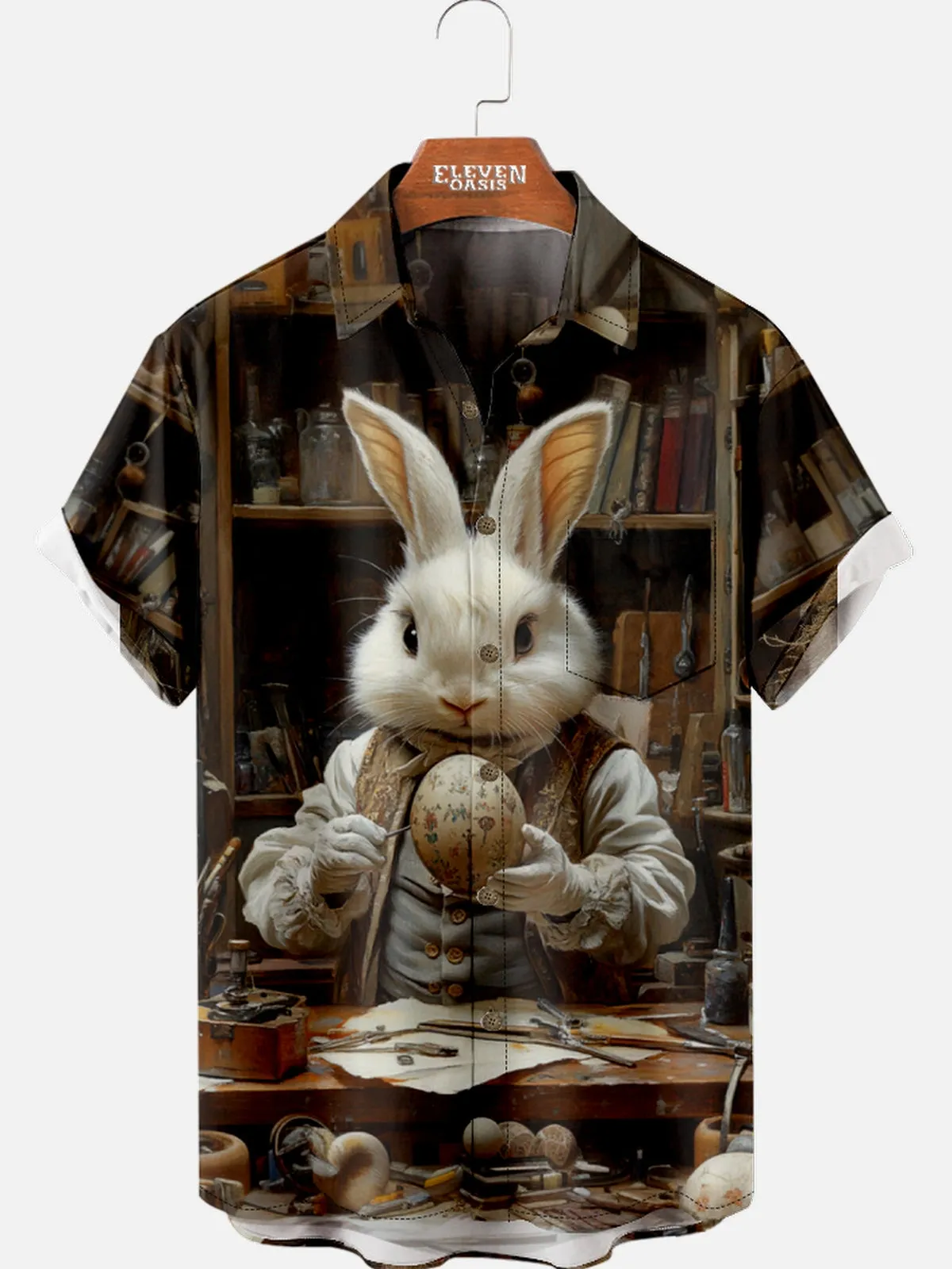 Men's Easter Bunny Artisan Short Sleeve Shirt sold by Eleven Oasis