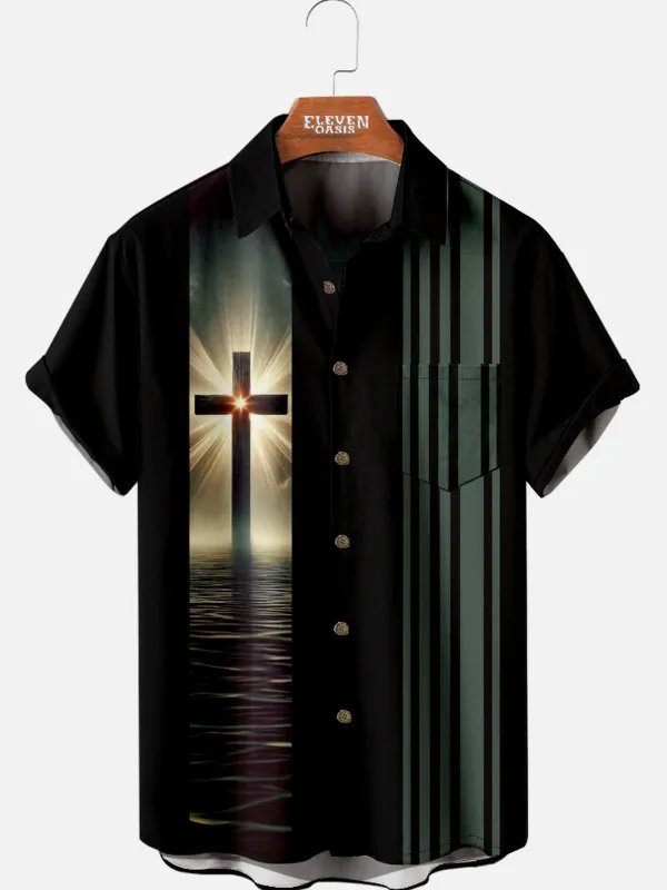 Men's Radiant Cross Water Short Sleeve Shirt sold by Eleven Oasis