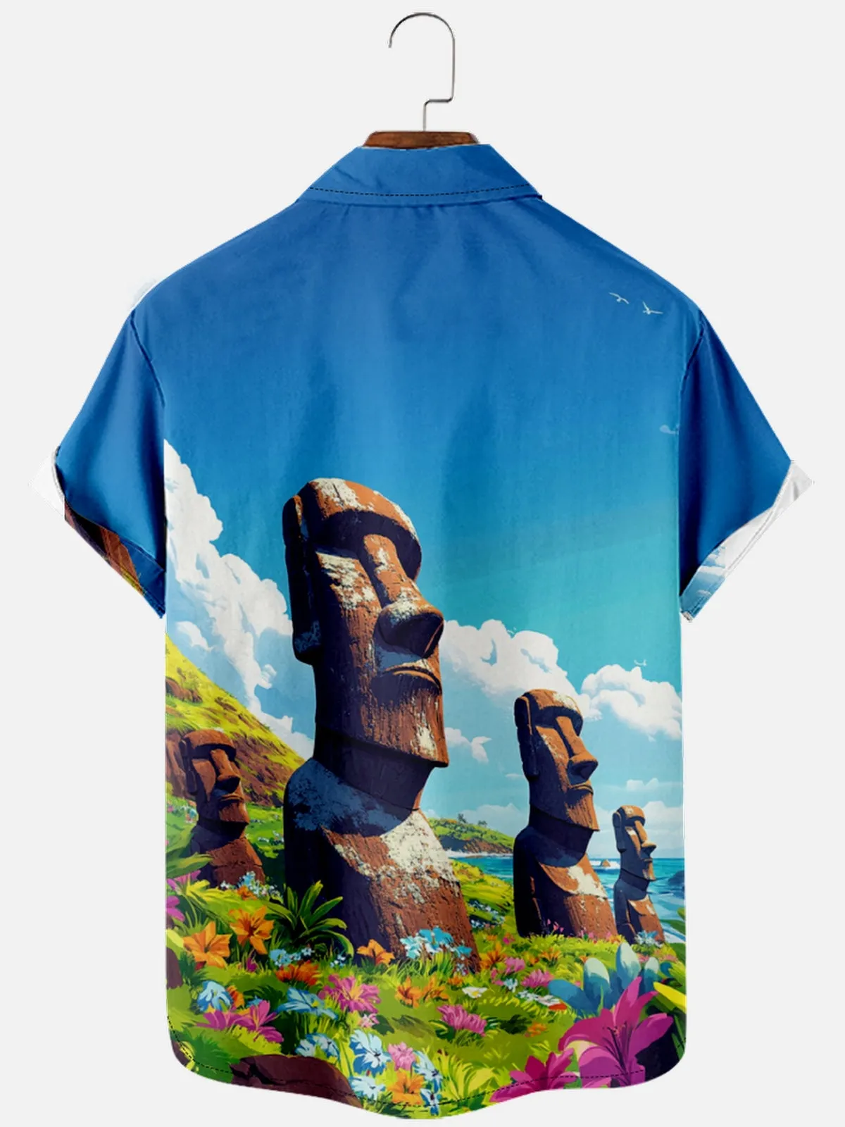 Men's Easter Island Moai Statues Short Sleeve Shirt sold by Eleven Oasis product image thumbnail 2