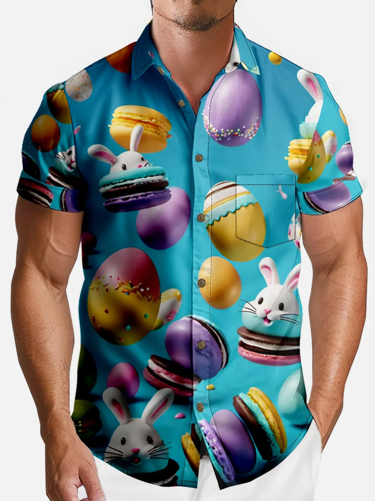 Men's Easter Bunny and Treats Short Sleeve Shirt sold by Eleven Oasis product image thumbnail 3