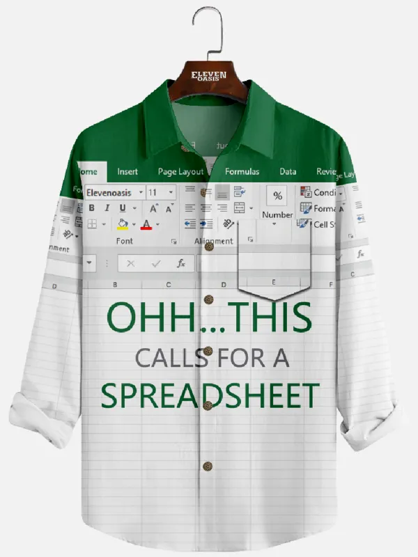 Men's Office Humor Excel Spreadsheet Short Sleeve Shirt sold by Eleven Oasis