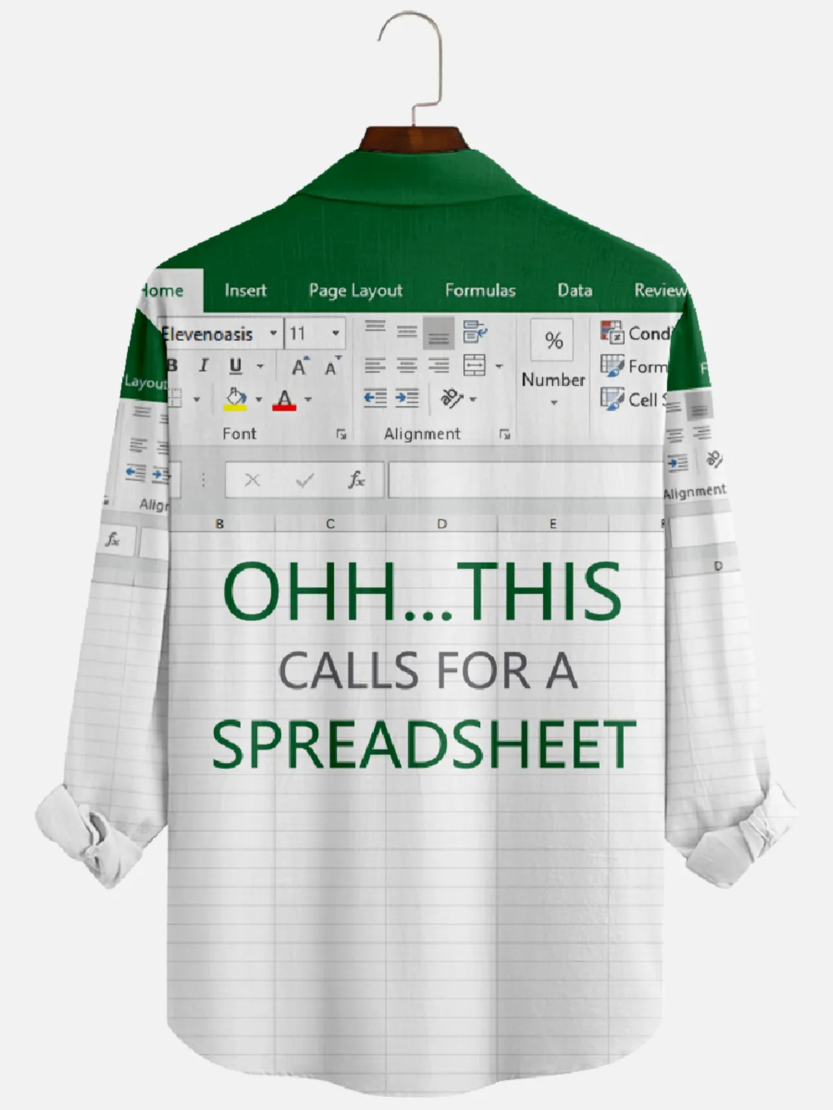 Men's Office Humor Excel Spreadsheet Long Sleeve Shirt sold by Eleven Oasis product image thumbnail 2