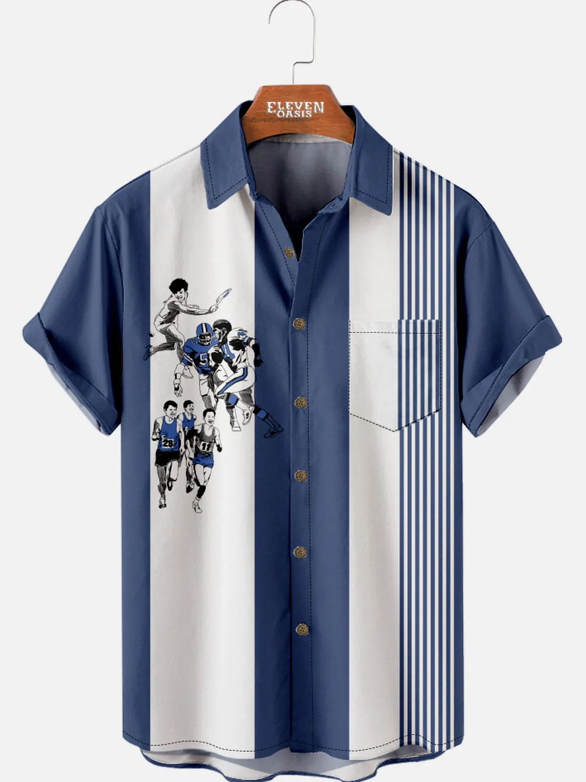 Men's Retro Sports All-Stars Tonal Pocket Short Sleeve Shirt sold by Eleven Oasis