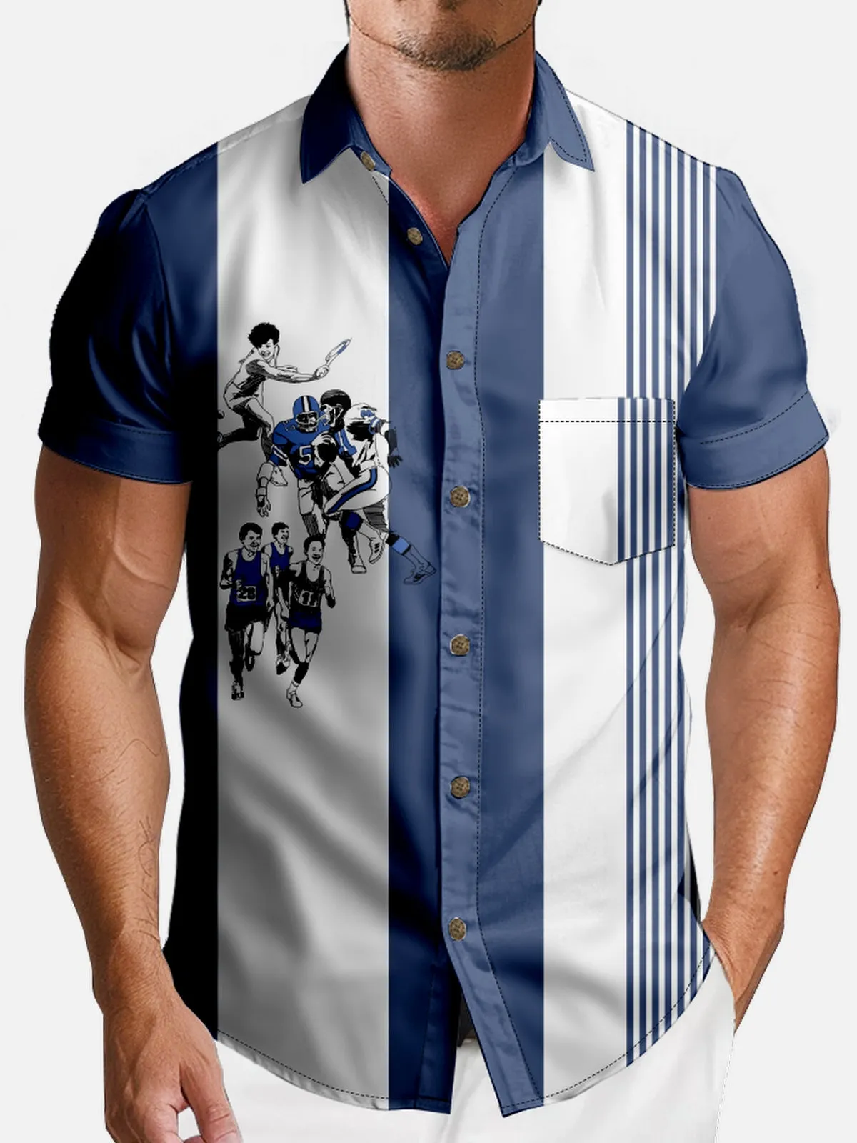 Men's Retro Sports All-Stars Tonal Pocket Short Sleeve Shirt sold by Eleven Oasis product image thumbnail 3