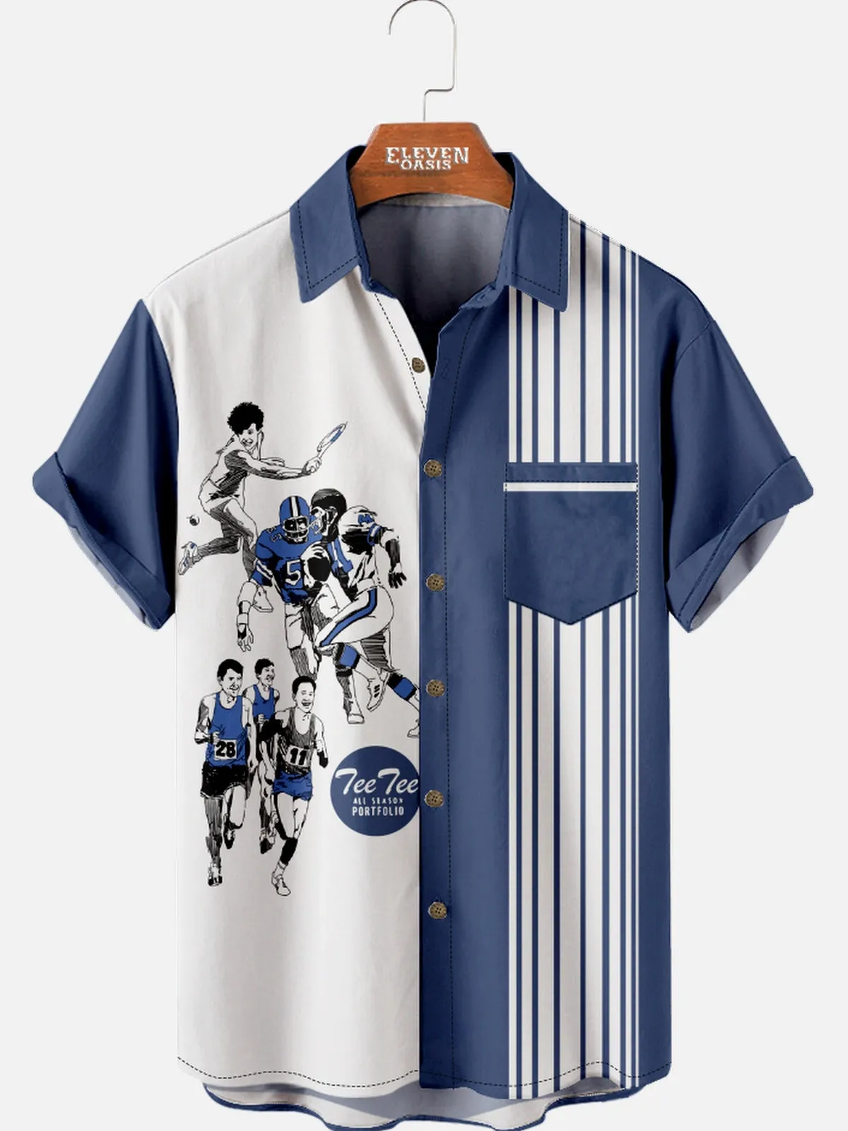 Men's Retro Sports All-Stars Solid Pocket Short Sleeve Shirt sold by Eleven Oasis