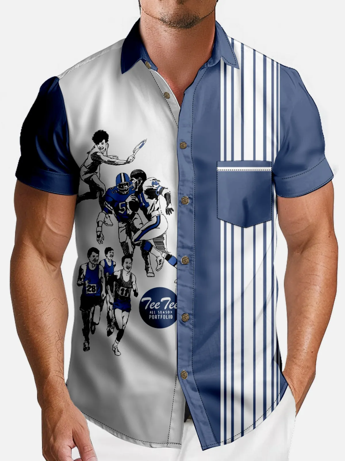 Men's Retro Sports All-Stars Solid Pocket Short Sleeve Shirt sold by Eleven Oasis product image thumbnail 3