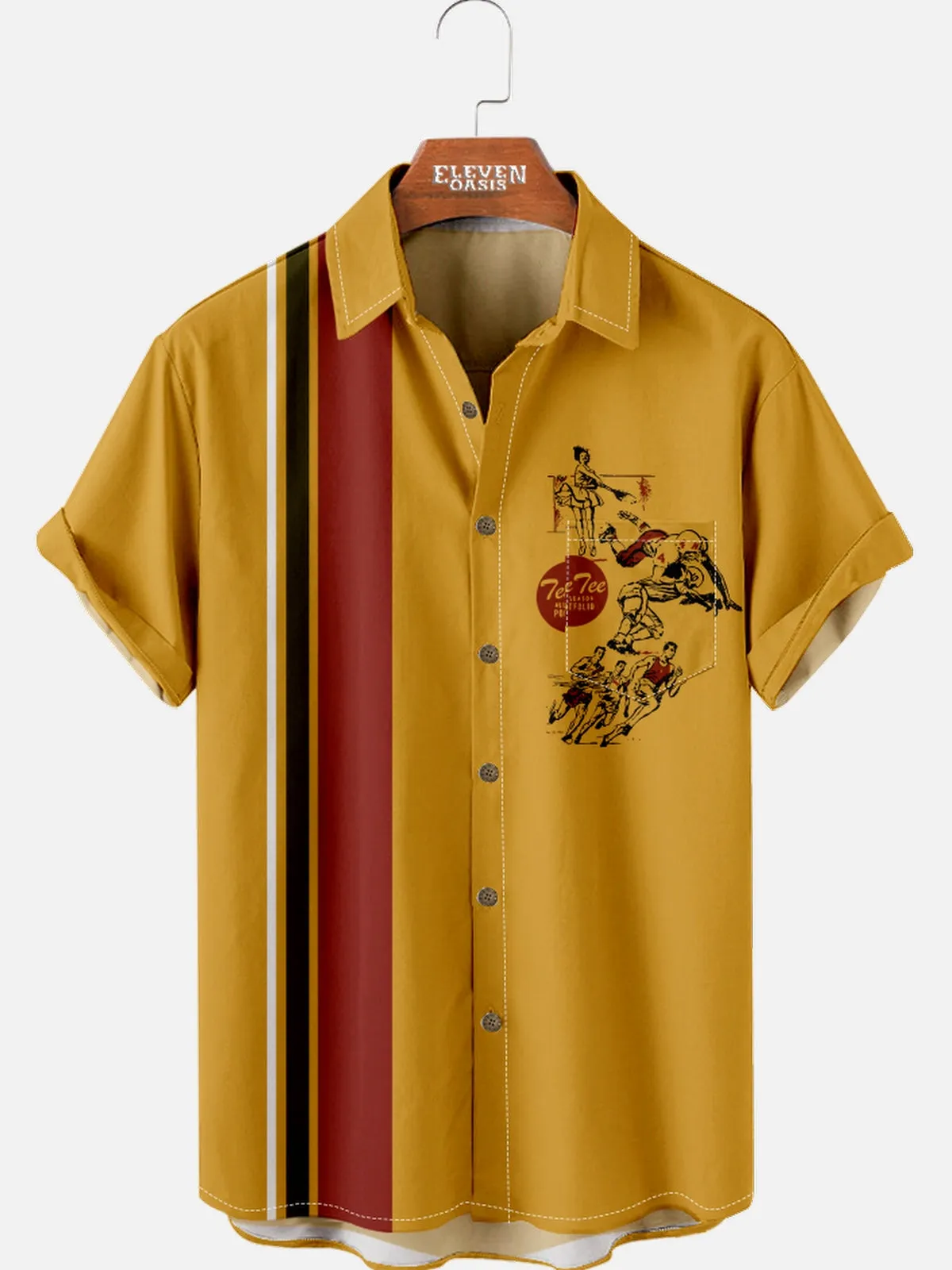 Men's Vintage Pee Chee Racing Stripe Short Sleeve Shirt sold by Eleven Oasis