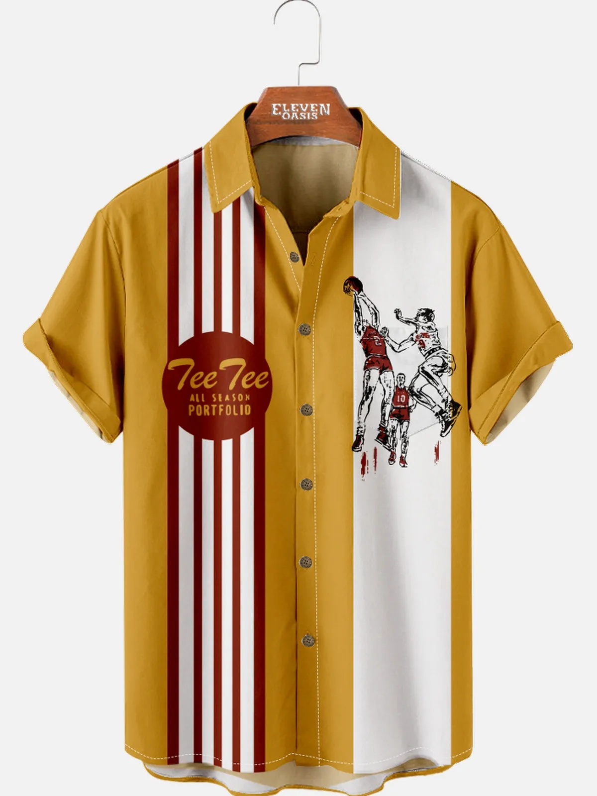 Men's Nostalgia Pee Chee Red and White Stripe Short Sleeve Shirt sold by Eleven Oasis