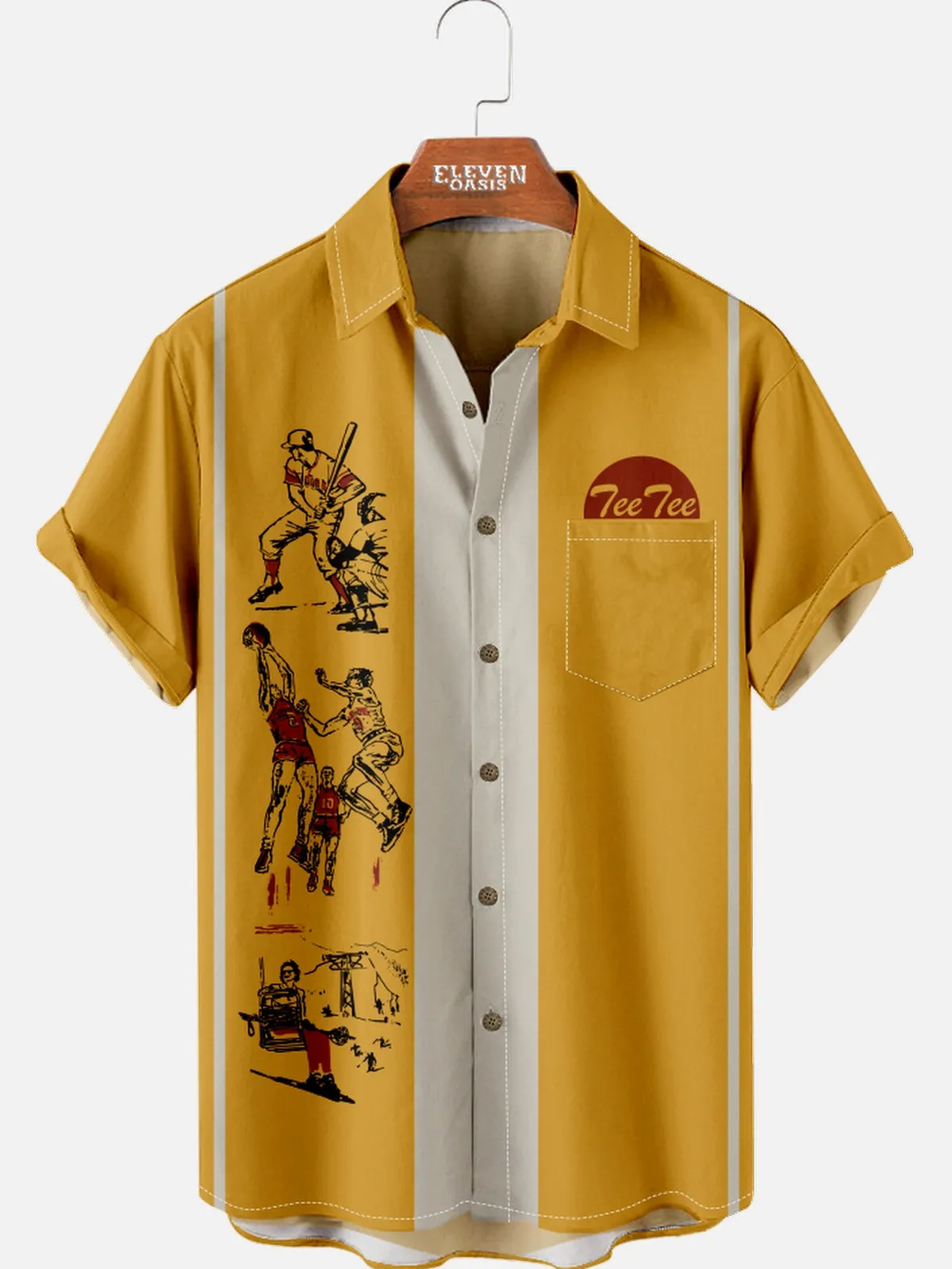 Men's Nostalgia White Stripe Short Sleeve Shirt sold by Eleven Oasis