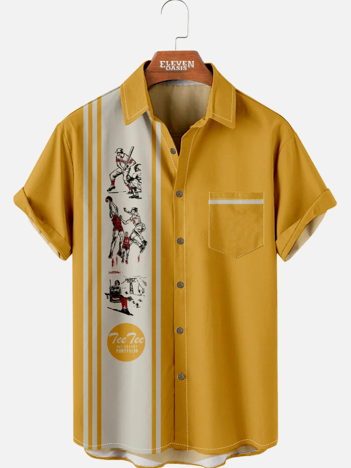 Men's Nostalgia White Stripe Short Sleeve Shirt sold by Eleven Oasis