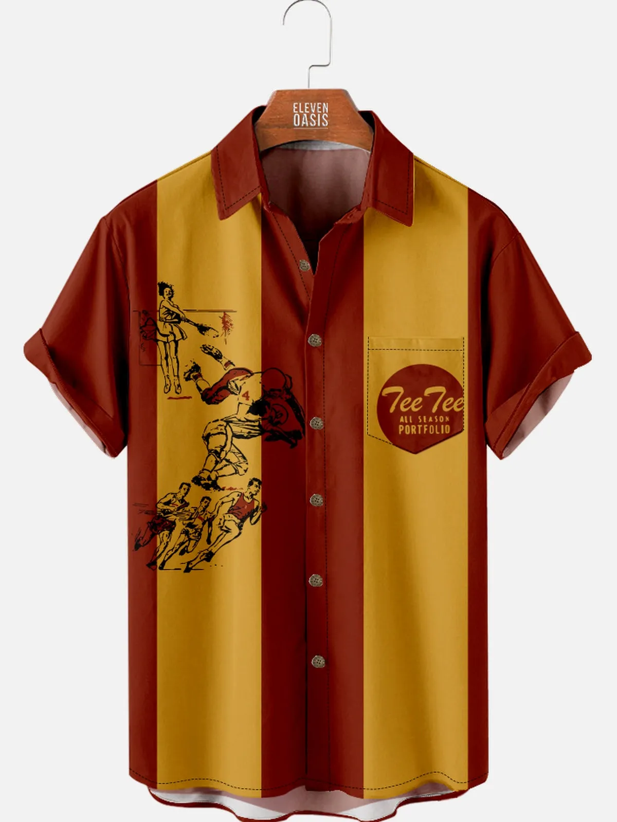 Men's Pee Chee Portfolio Stripe Nostalgia Short Sleeve Shirt sold by Eleven Oasis