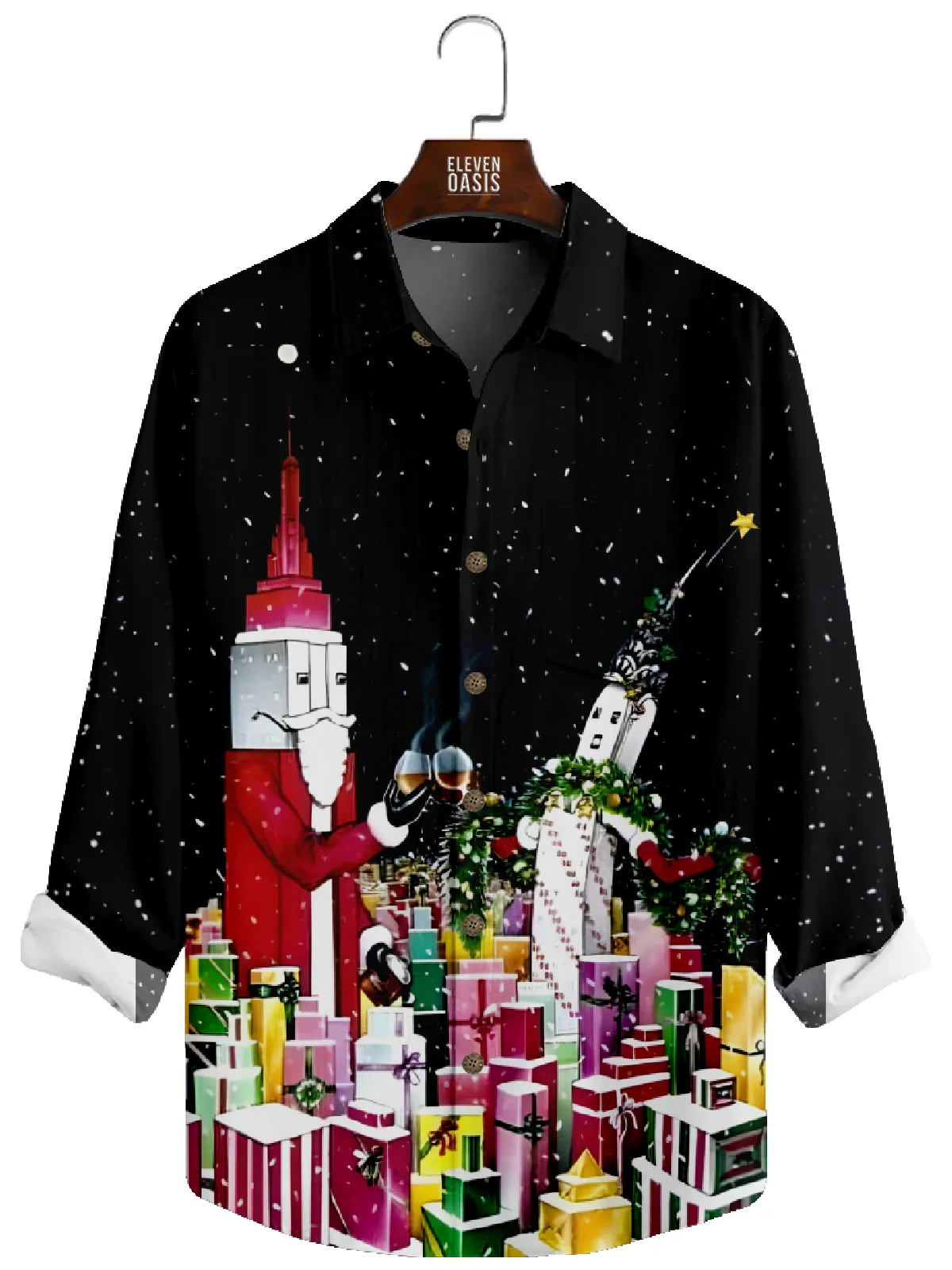 Men's Santa's Gift Toast Long Sleeve Shirt sold by Eleven Oasis