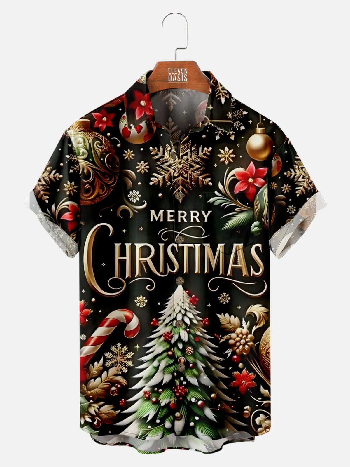 Men's Merry Christmas Ornament Short Sleeve Shirt sold by Eleven Oasis