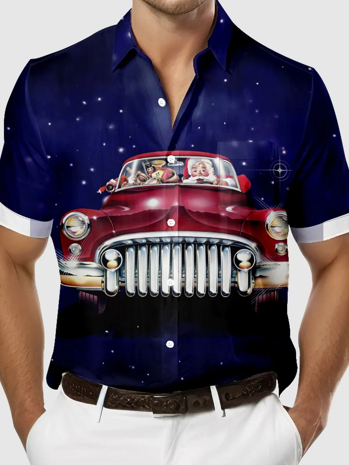 Men's Christmas Vintage Car Short Sleeve Shirt sold by Eleven Oasis product image thumbnail 3