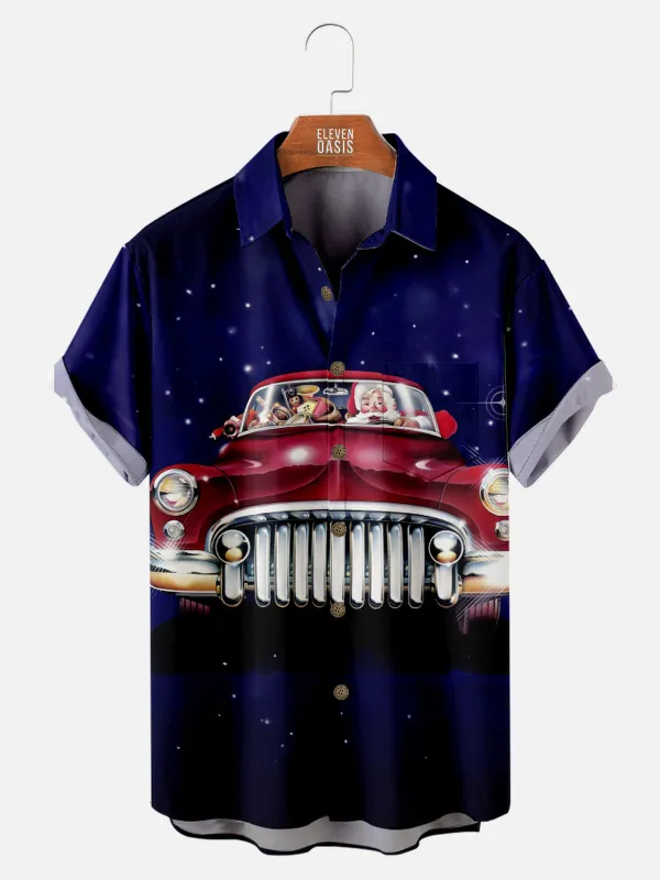 Men's Christmas Vintage Car Short Sleeve Shirt sold by Eleven Oasis