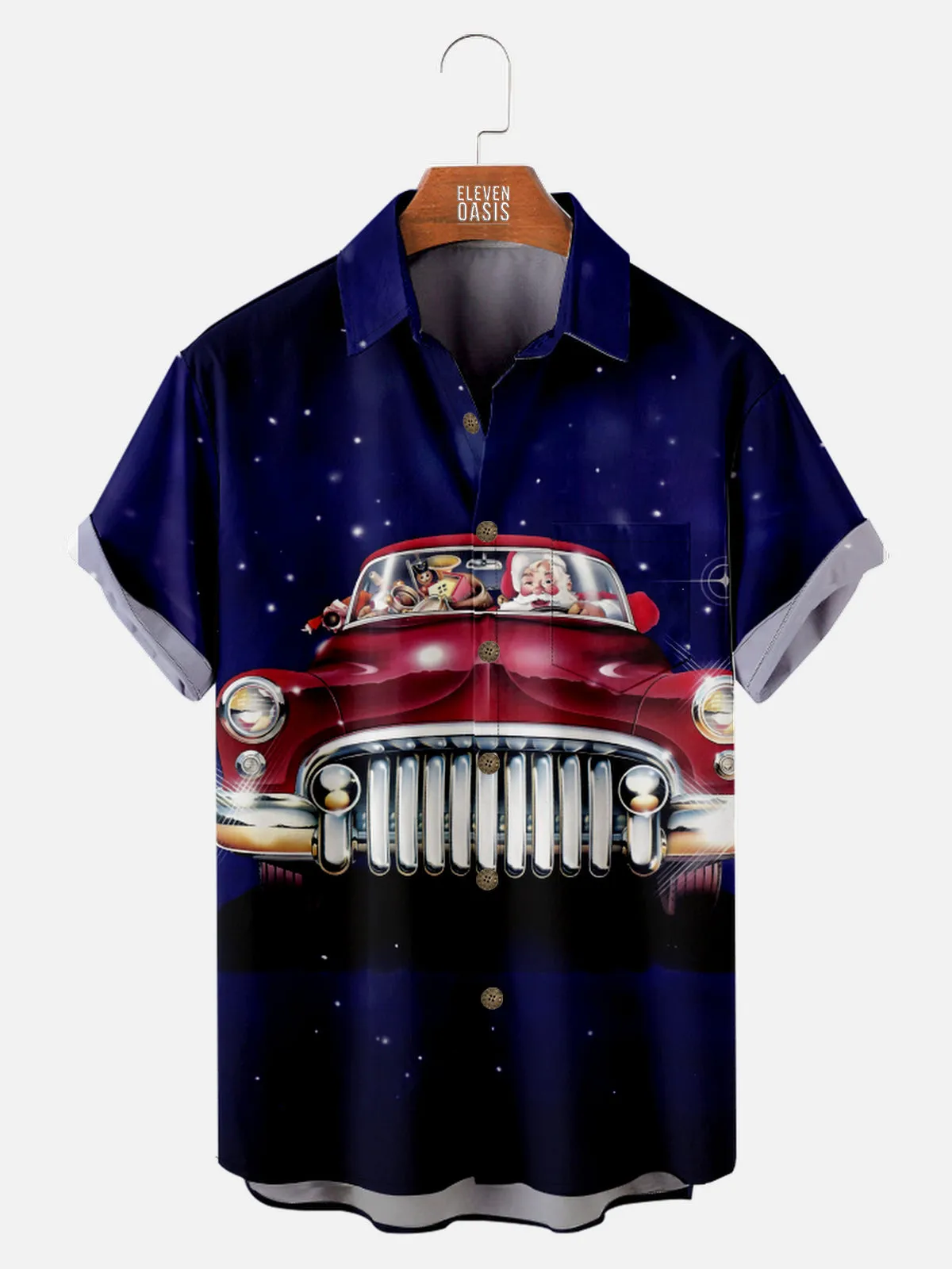 Men's Christmas Vintage Car Short Sleeve Shirt sold by Eleven Oasis
