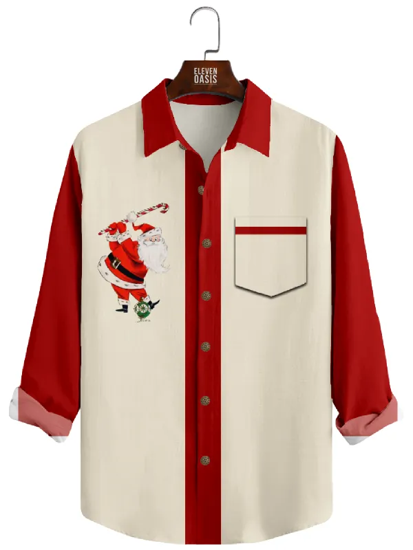 Men's Santa Golf Swing Long Sleeve Shirt sold by Eleven Oasis