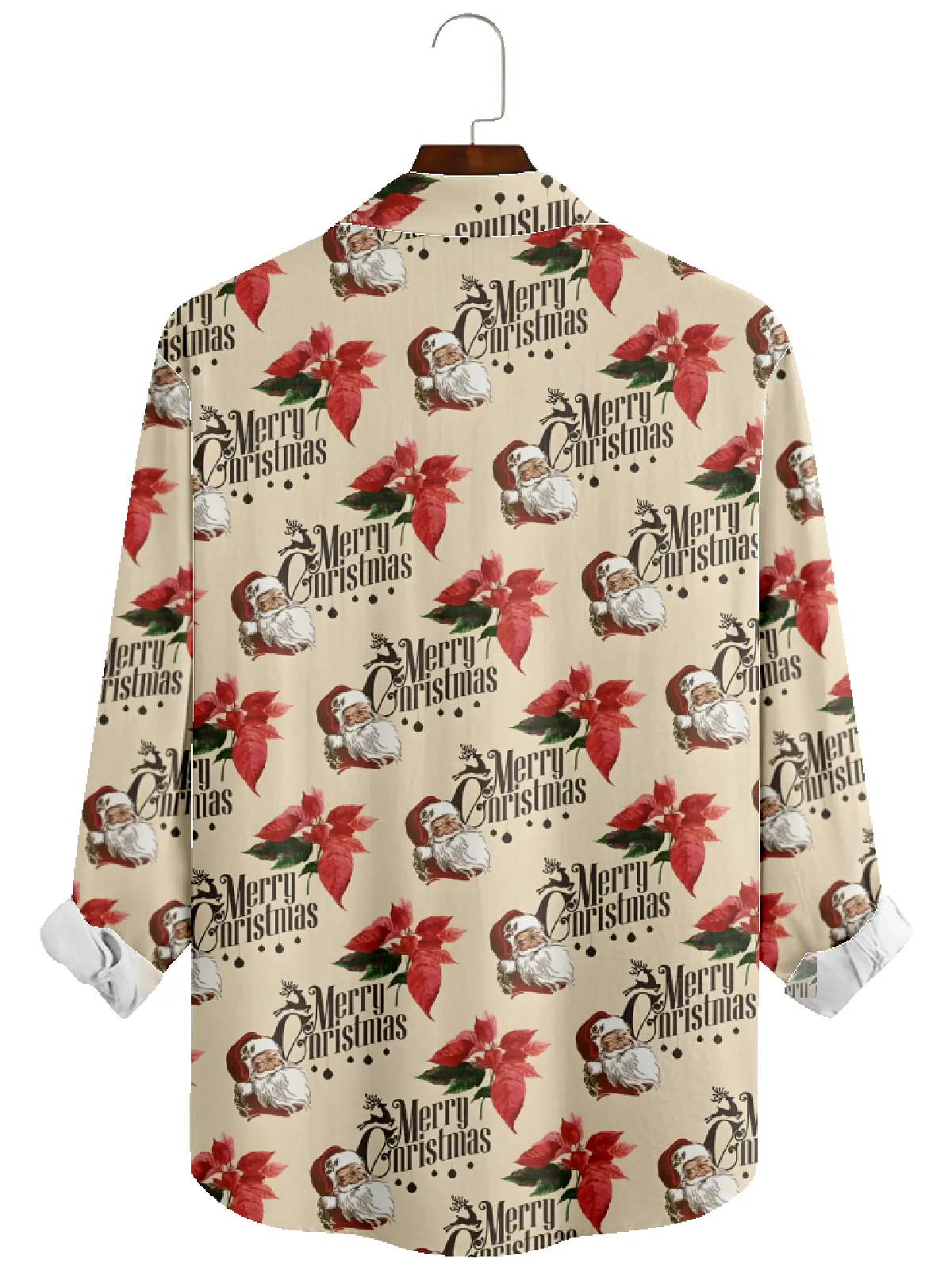 Men's Christmas Santa Poinsettia Long Sleeve Shirt sold by Eleven Oasis product image thumbnail 2