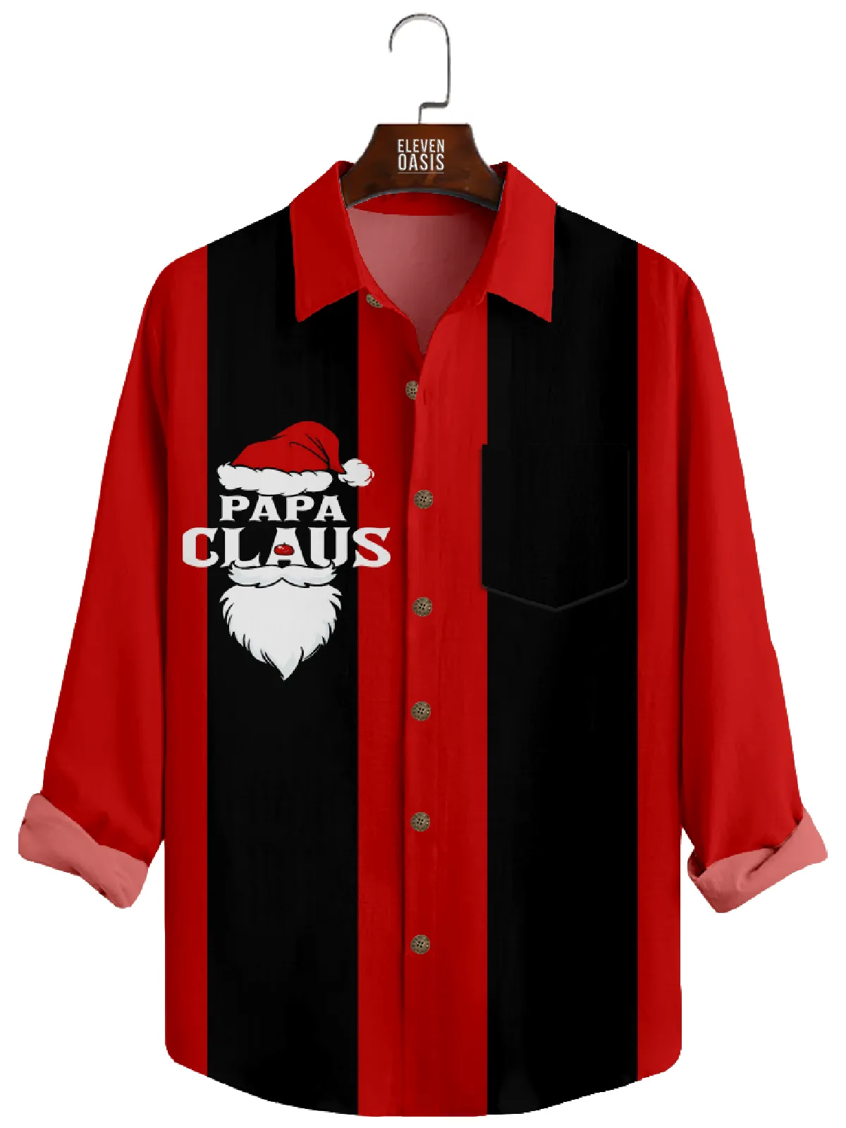 Men's Christmas Papa Claus Long Sleeve Shirt sold by Eleven Oasis