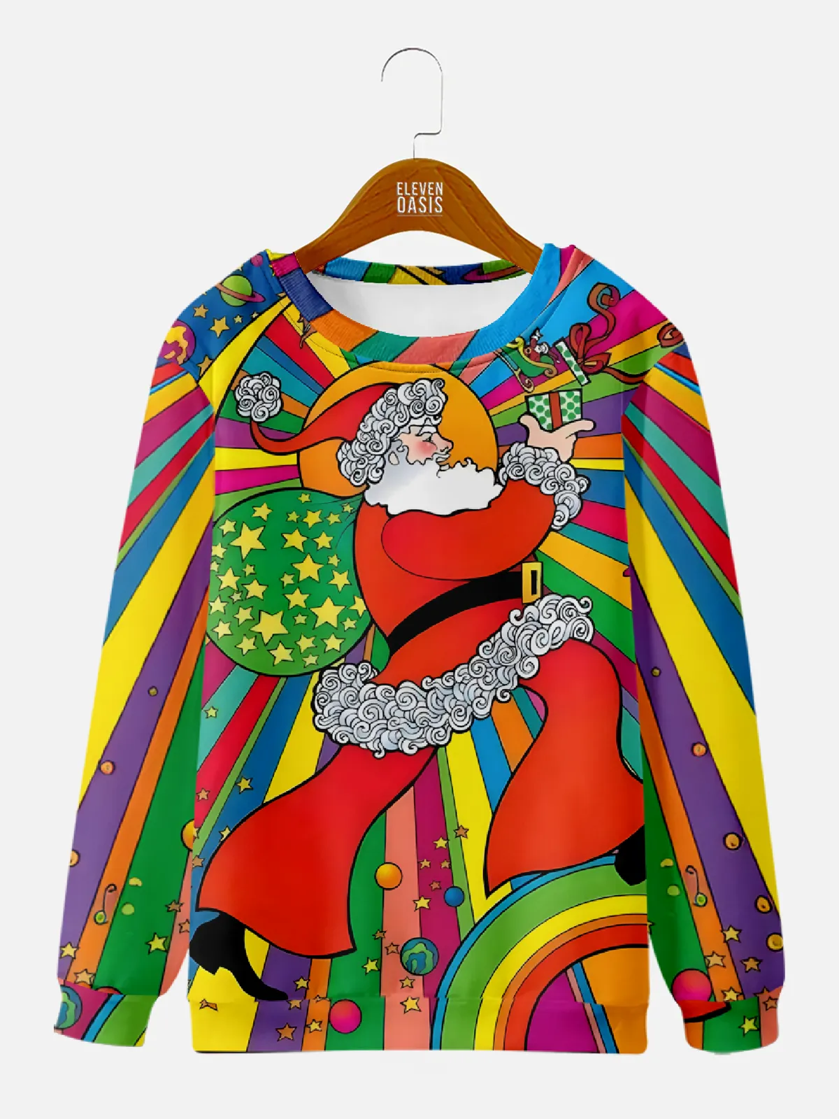 Groovy Santa Christmas Crew Sweatshirt sold by Eleven Oasis