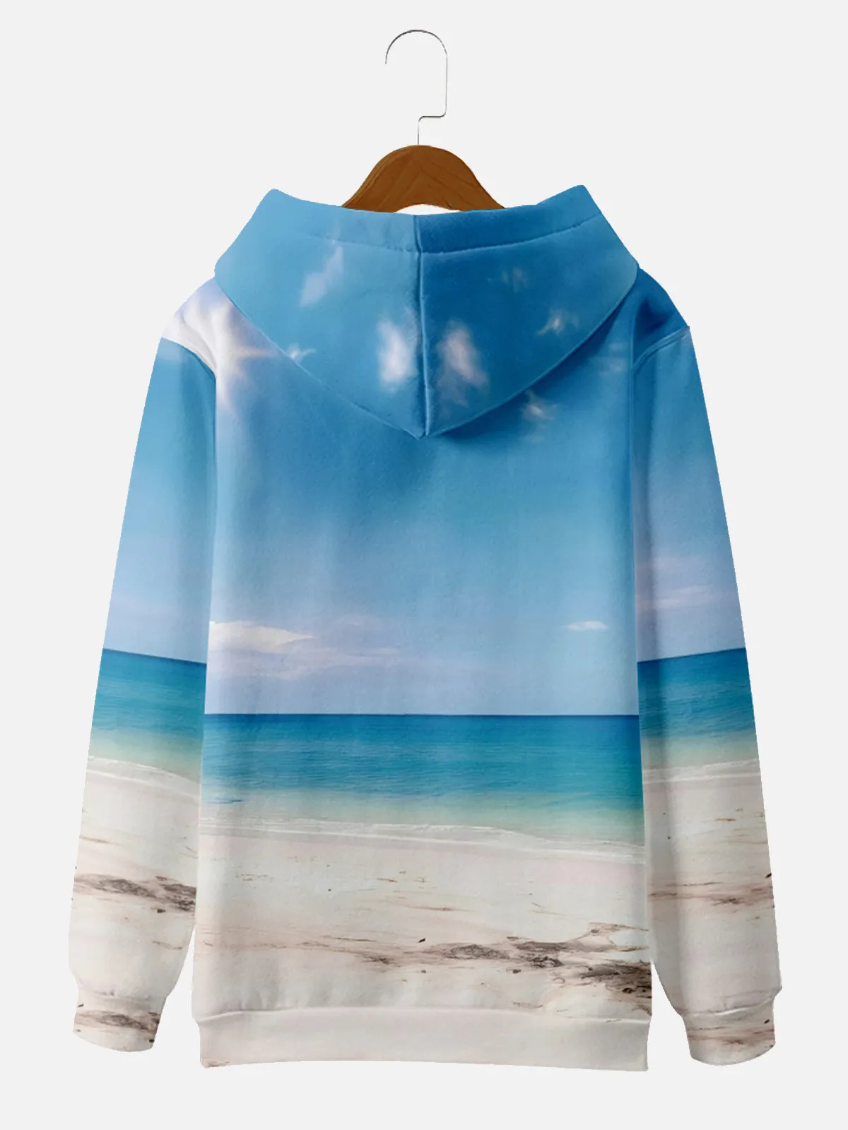 Naked Santa Running on the Beach to a Christmas Stocking Palm Tree Hoodie sold by Eleven Oasis product image thumbnail 2