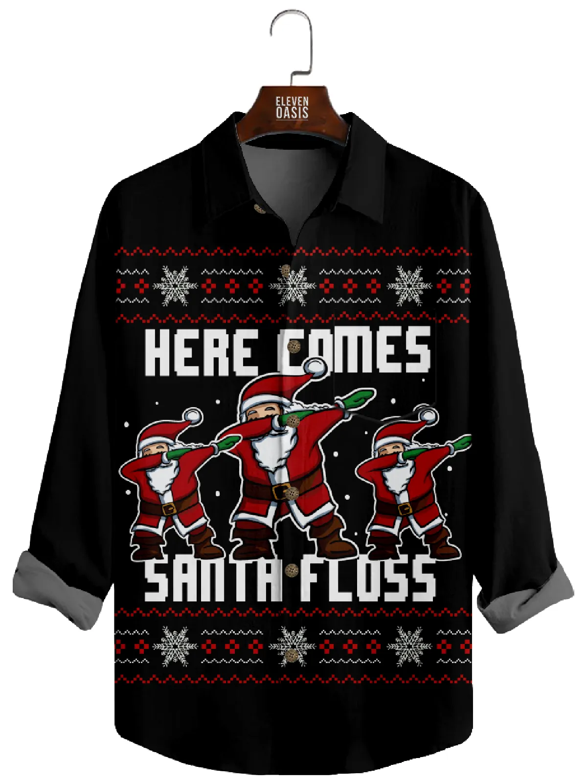 Men's Christmas Santa Floss Long Sleeve Shirt sold by Eleven Oasis
