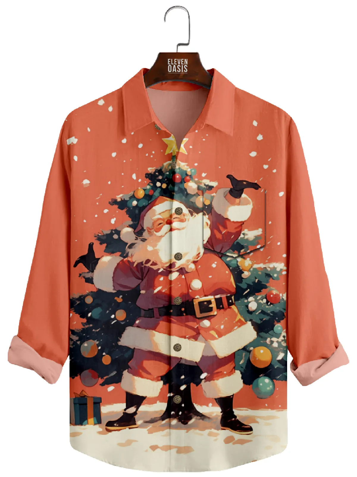 Men's Santa Christmas Celebration Long Sleeve Shirt sold by Eleven Oasis