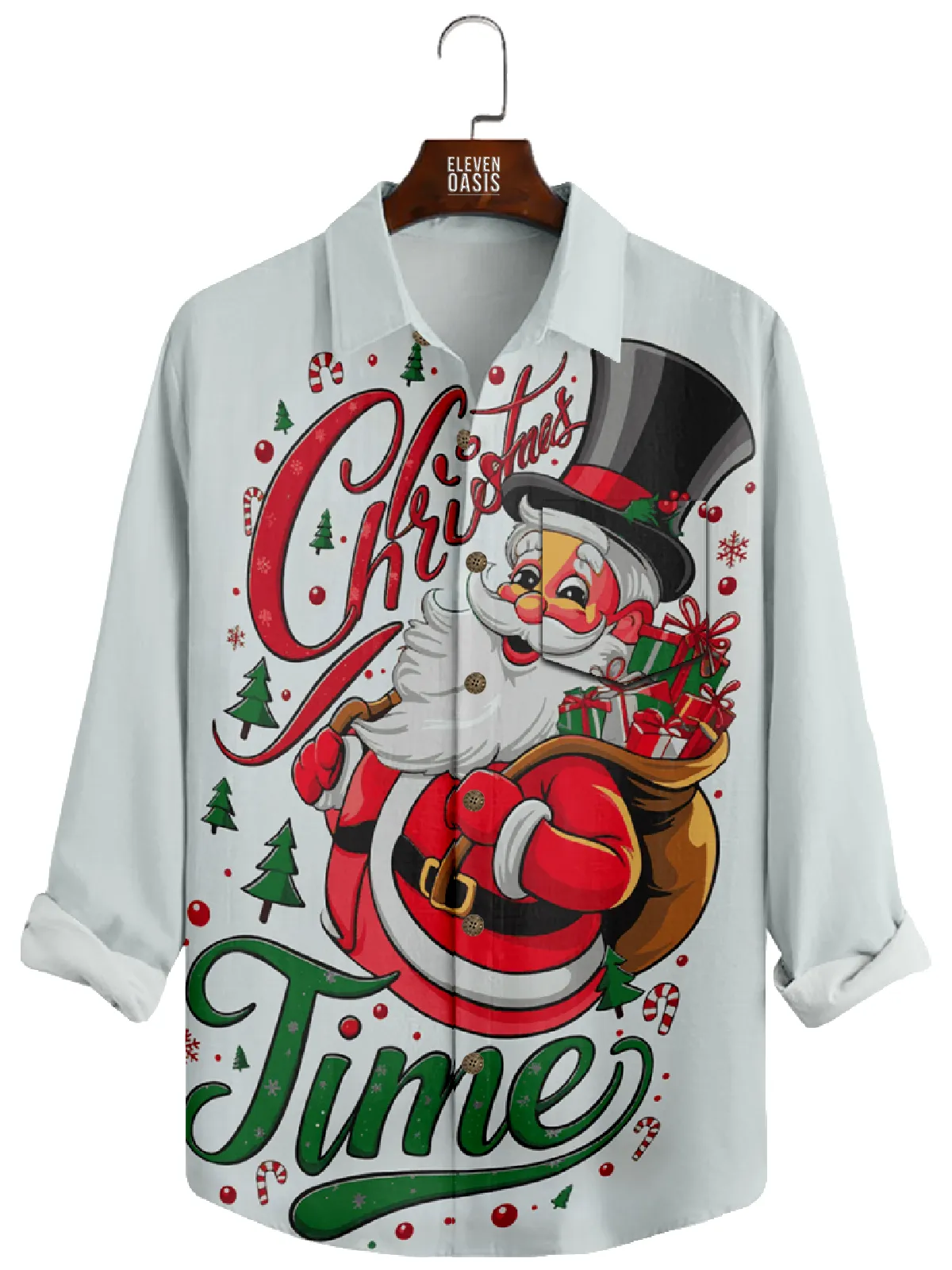 Men's Christmas Time Santa Long Sleeve Shirt sold by Eleven Oasis