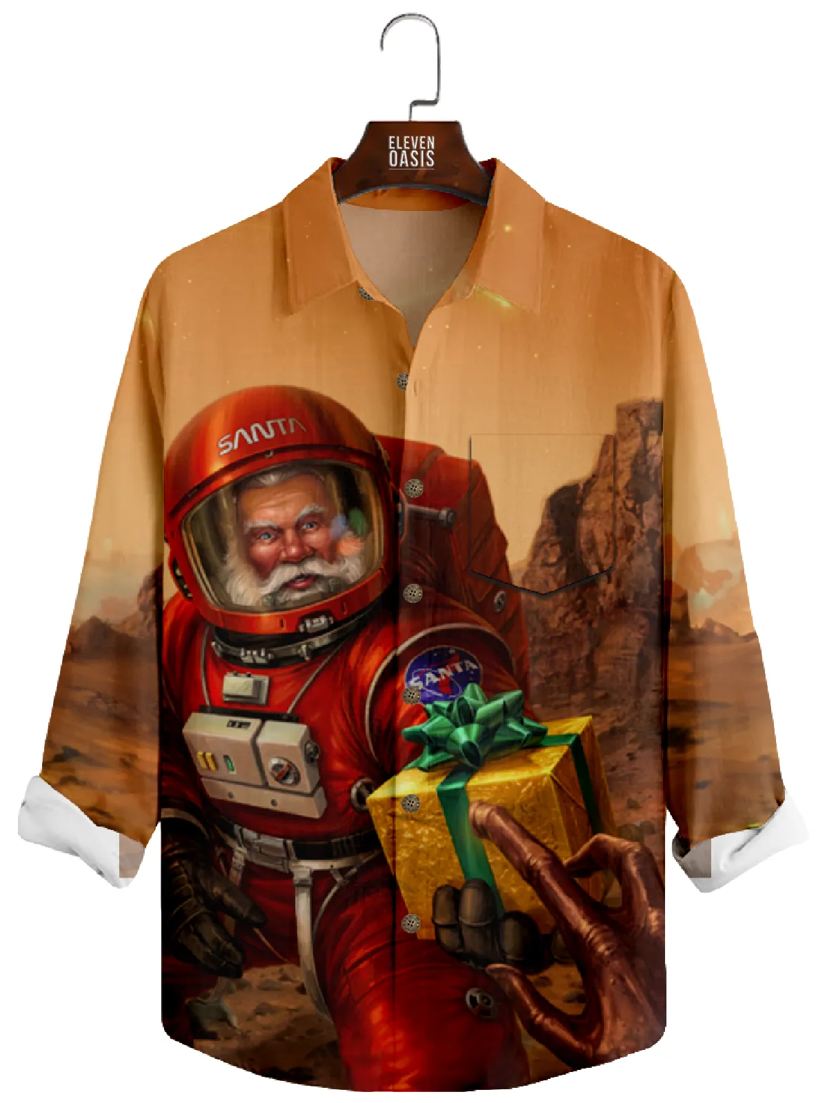 Men's Christmas Santa On Mars Long Sleeve Shirt sold by Eleven Oasis