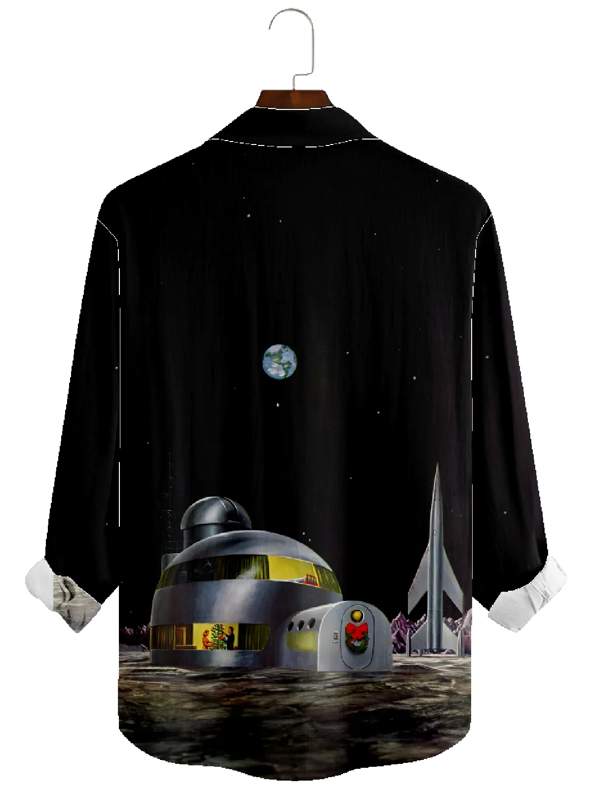 Men's Christmas Futuristic Santa in Space Long Sleeve Shirt sold by Eleven Oasis product image thumbnail 2