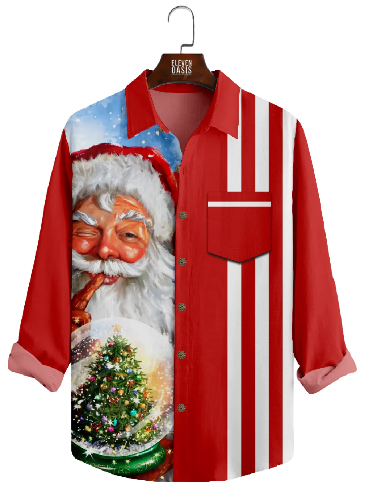 Men's Christmas Santa Snow Globe Long Sleeve Shirt sold by Eleven Oasis