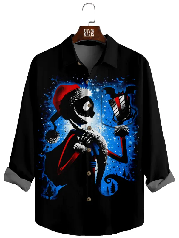 Men's Jack Skellington Christmas Gift Long Sleeve Shirt sold by Eleven Oasis