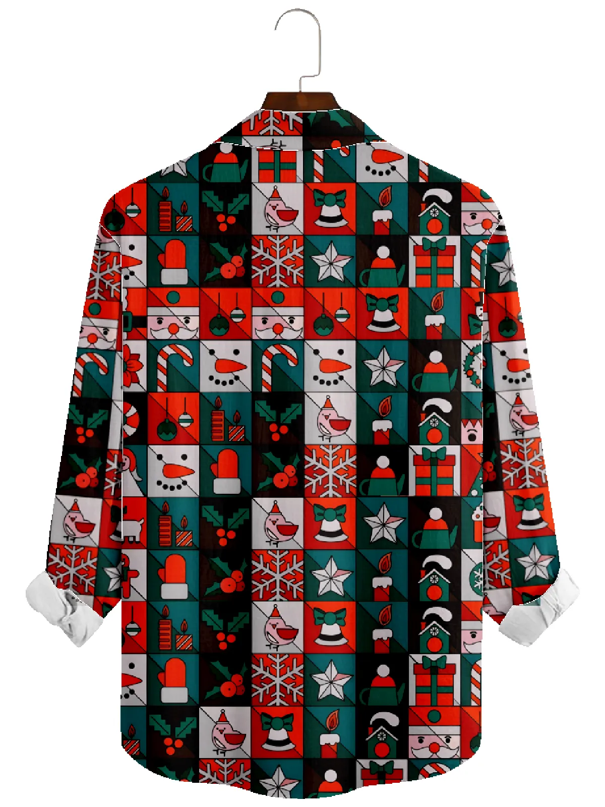 Men's Christmas Patchwork Long Sleeve Shirt sold by Eleven Oasis product image thumbnail 2
