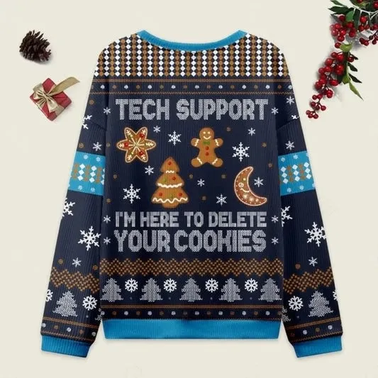 Ugly Christmas Sweater Tech Support Delete Your Cookies Sweatshirt sold by Eleven Oasis product image thumbnail 2