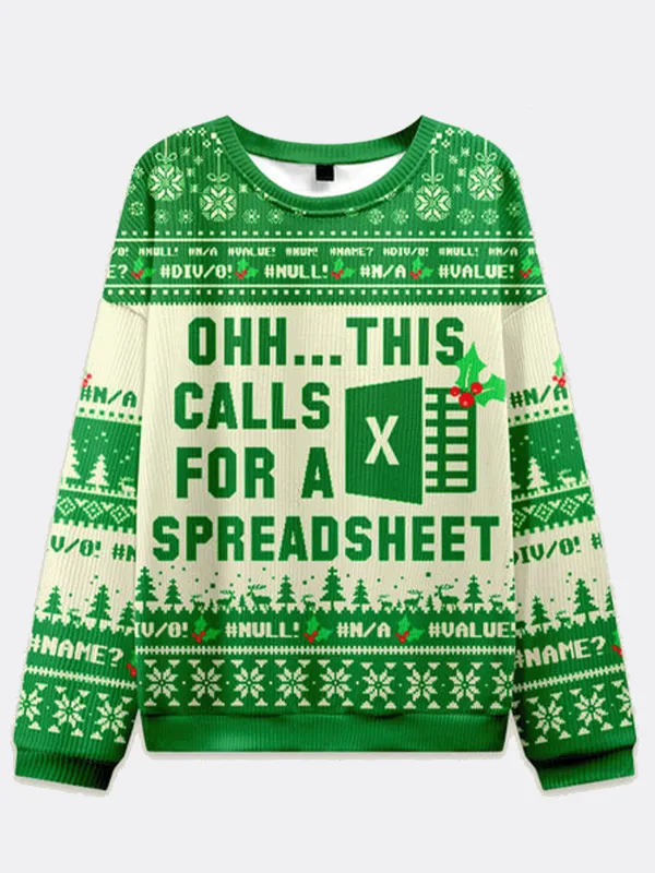 Ugly Christmas Sweater Spreadsheet Excel Spreadsheet Sweatshirt sold by Eleven Oasis
