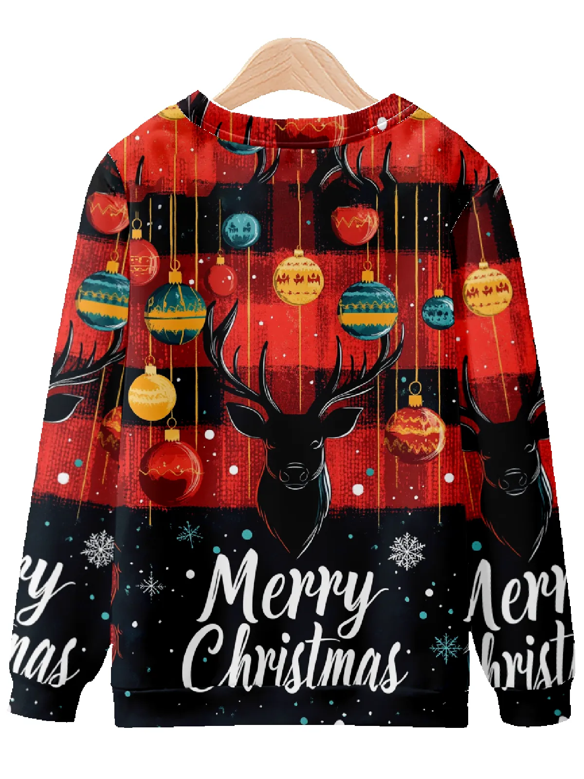 Festive Merry Christmas Ornaments and Deer Heads Sweatshirt sold by Eleven Oasis product image thumbnail 2