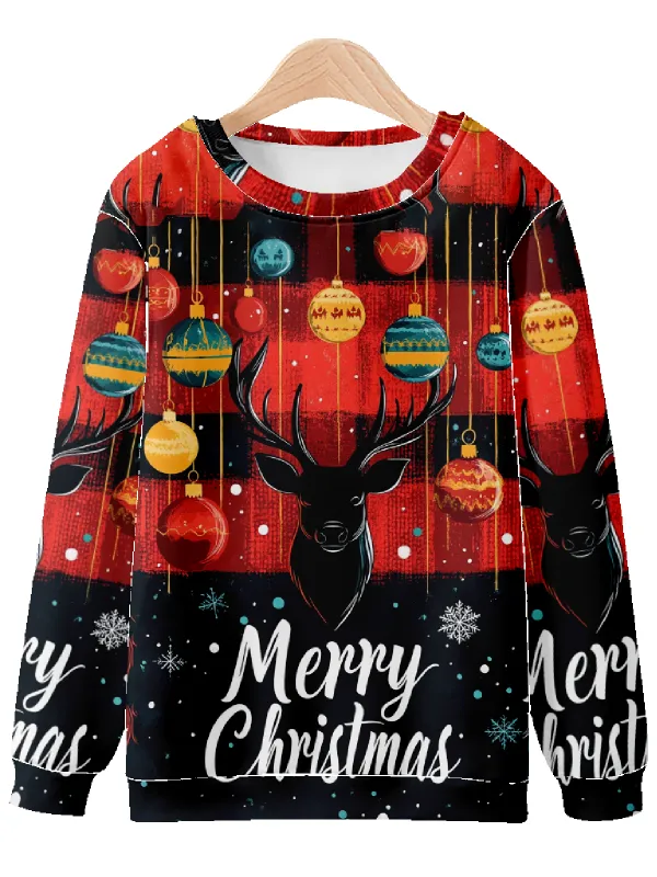Festive Merry Christmas Ornaments and Deer Heads Sweatshirt sold by Eleven Oasis