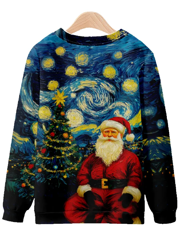 Starry Night Portrait of Santa Sweatshirt sold by Eleven Oasis