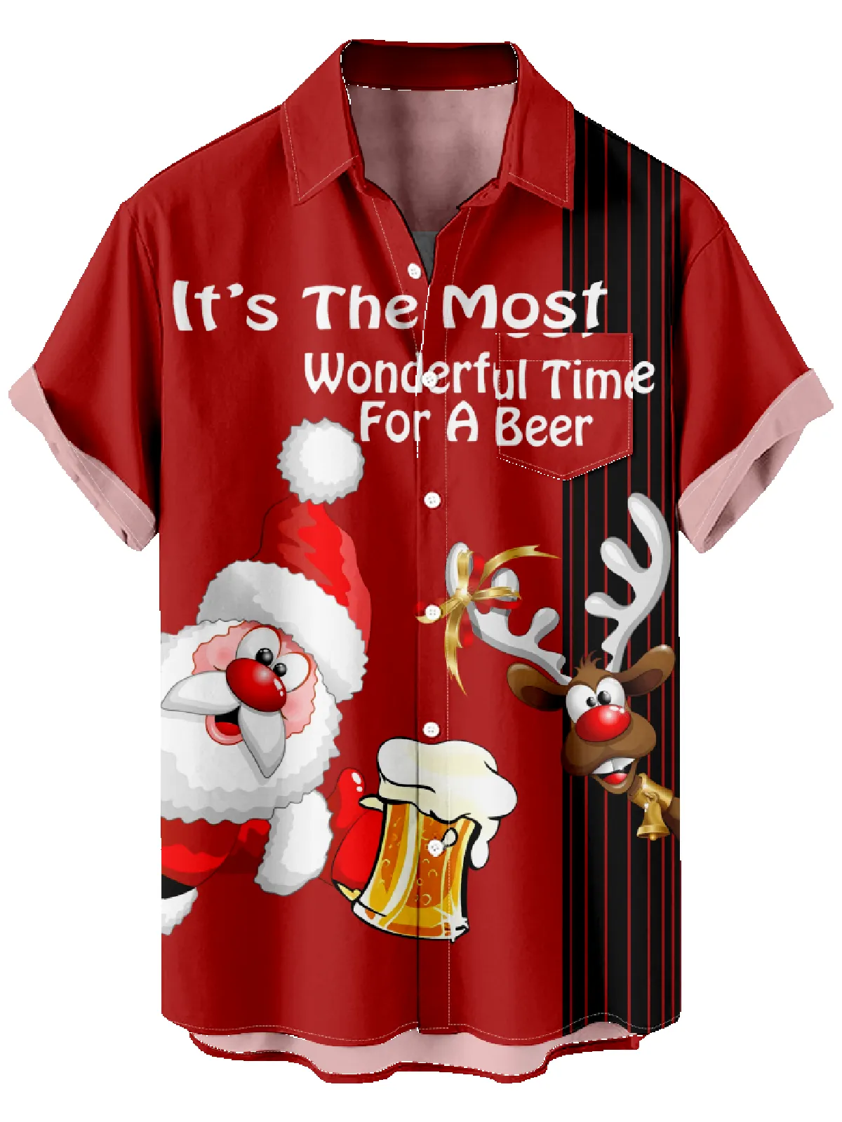 Men's Santa Beer Time Short Sleeve Shirt sold by Eleven Oasis