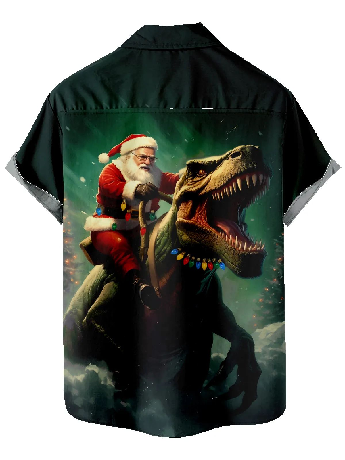 Men's Cool Santa Riding a T-Rex Short Sleeve Shirt sold by Eleven Oasis product image thumbnail 2