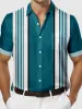 Men's Classic Striped Bowling Short Sleeve Shirt sold by Eleven Oasis