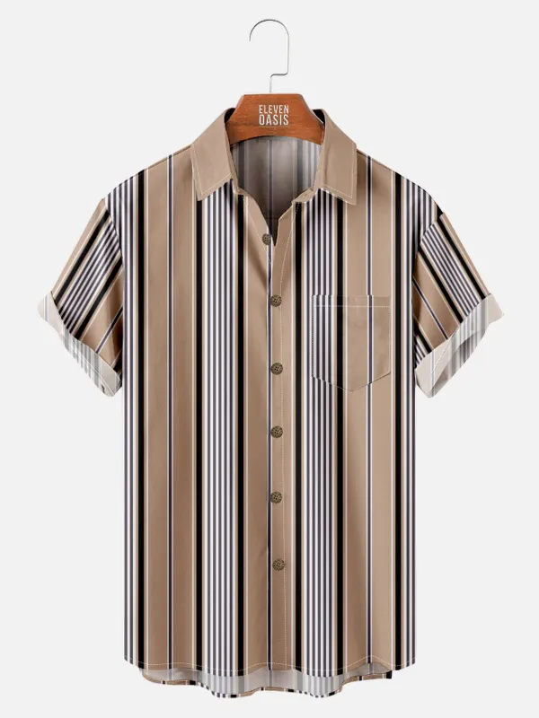 Men's Casual Everyday Striped Short Sleeve Shirt sold by Eleven Oasis